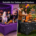 Lawnldyll 2Pcs Halloween Tablecloth 6 FT Spiderweb Spandex Table Cover