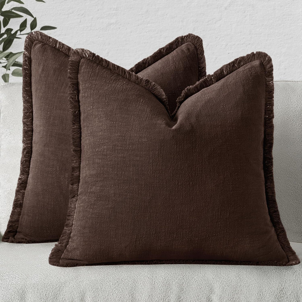 MIULEE Linen Decorative Fall Euro Throw Pillow Covers Dark Brown 26x26