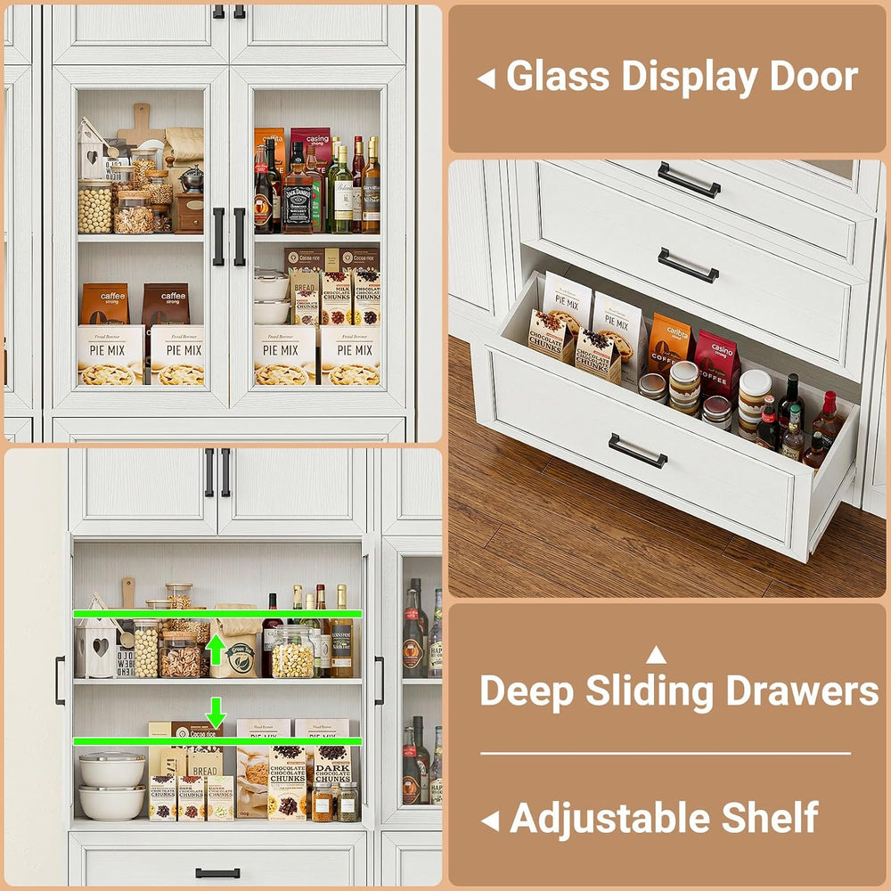 Unikito 80" Tall Corner Cabinet with Glass Doors and Adjustable Shelves