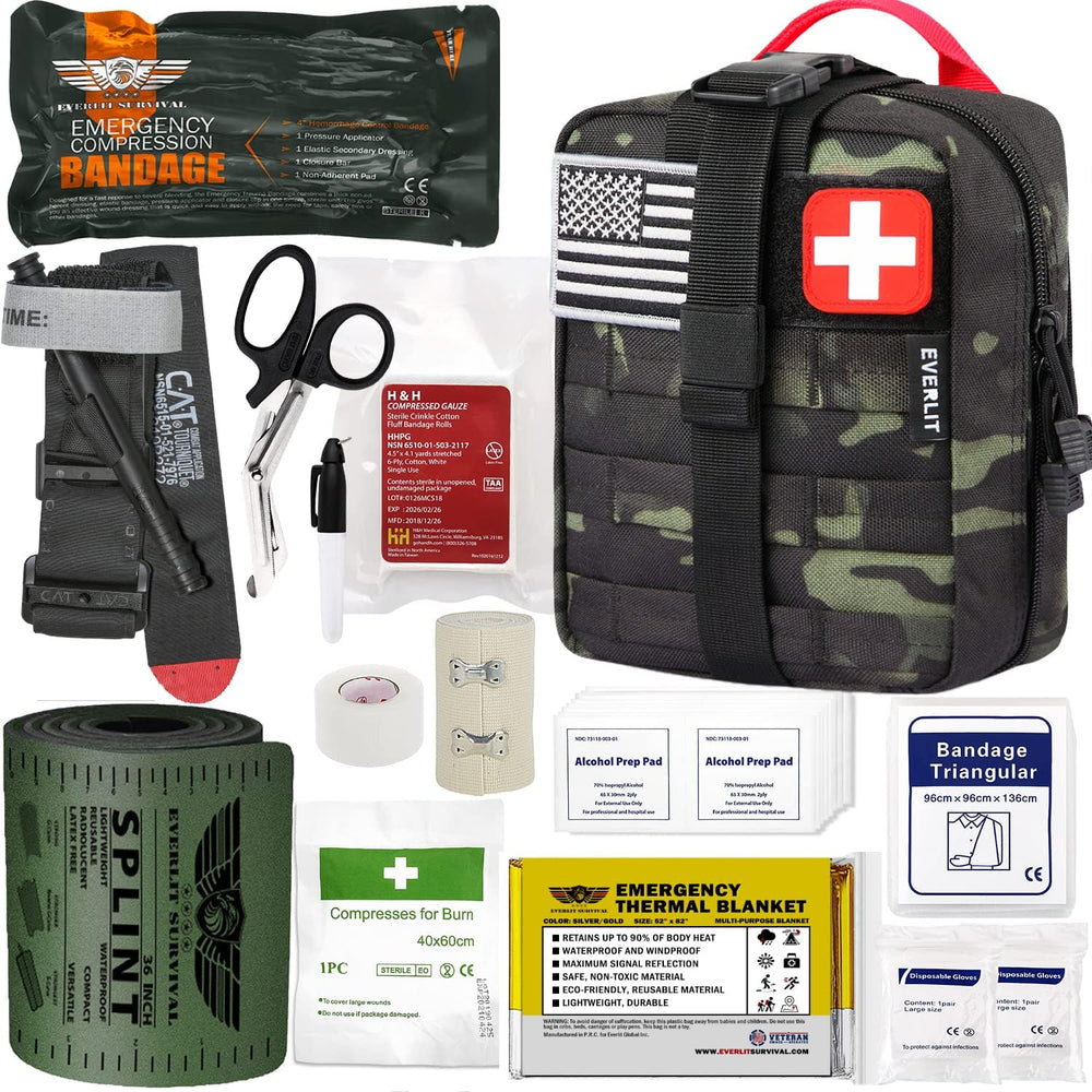 EVERLIT Emergency Trauma Kit, CAT GEN-7 Tourniquet 36" Splint, Military ...
