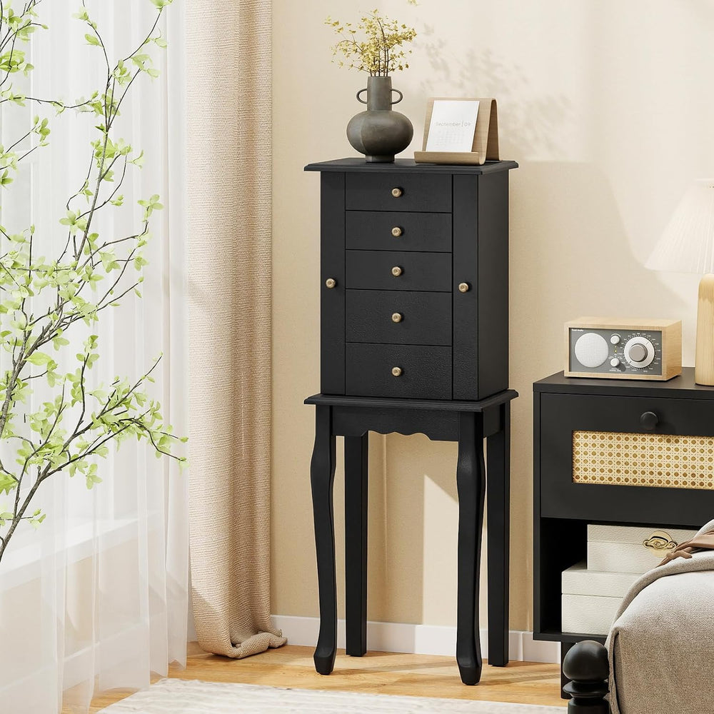 GOFLAME Standing Jewelry Armoire Cabinet with Top Flip Mirror, Jewelry Box Ch...