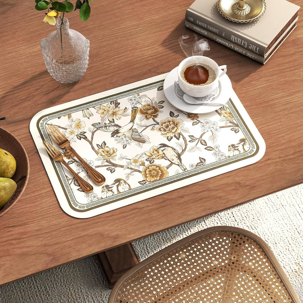 ISAENNE Vinyl Waterproof Placemats Set of 6 Rectangular,12"*17"
