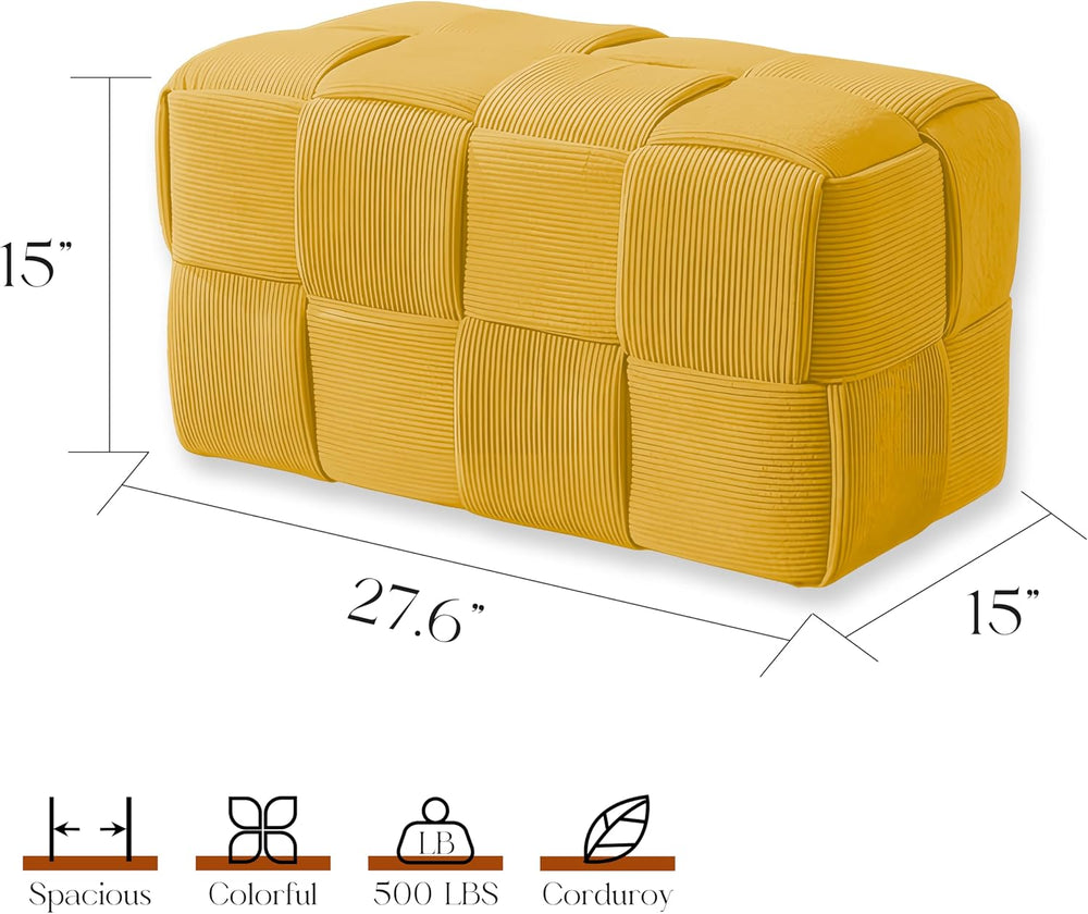 Cmishe 28" Rectangular Woven Corduroy Ottoman Footrest - Large Modern En...
