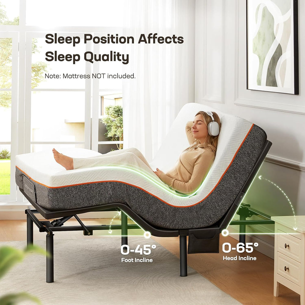 Marsail Queen Adjustable Bed Base Frame, 4 Ports USB A&C Adjustable Bed B...