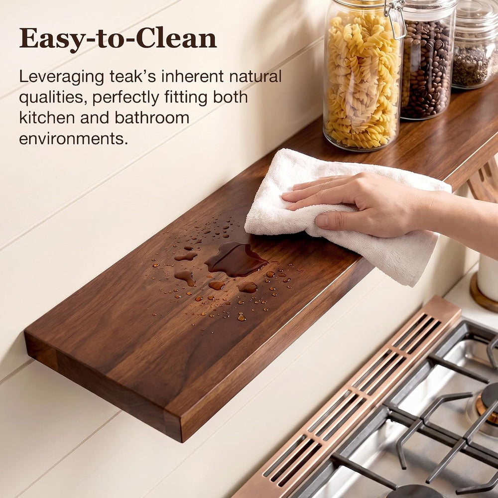 48Inch Floating Shelf, Solid Teak Wood Wall Shelf