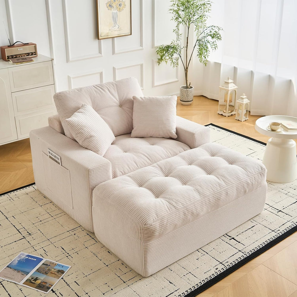 IDEALHOUSE 63" Oversized Chaise Lounge with Side Pockets for Living Room