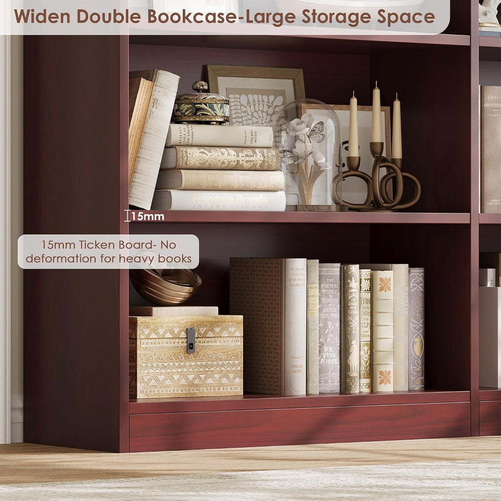 facbotall bookshelf and bookcase, 6-tier double wide bookshelves,freestanding on a desk or shelf
