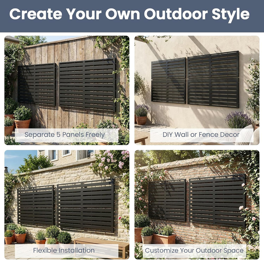 Metal Privacy Screen, 6FT Outdoor Privacy Screen, Freestanding Privacy Screen...