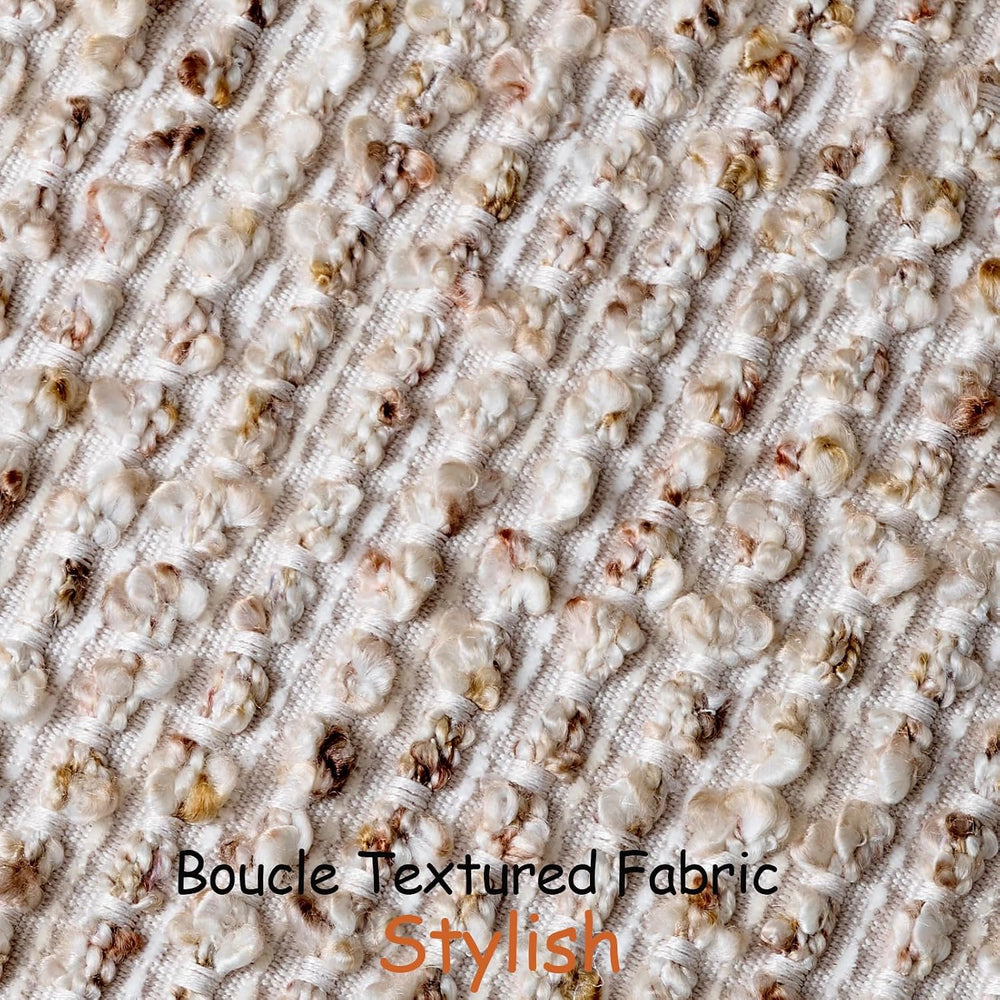DEZENE Striped Throw Pillow Covers 20x20 Set of 2 Beige Textured Boucle Chic ...