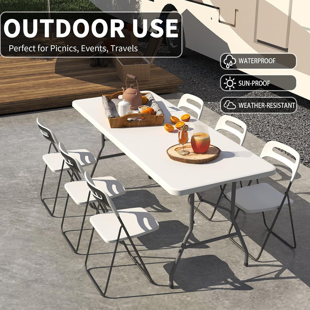 6FT Folding Tables, Heavy Duty Foldable Picnic Table 4 Pack