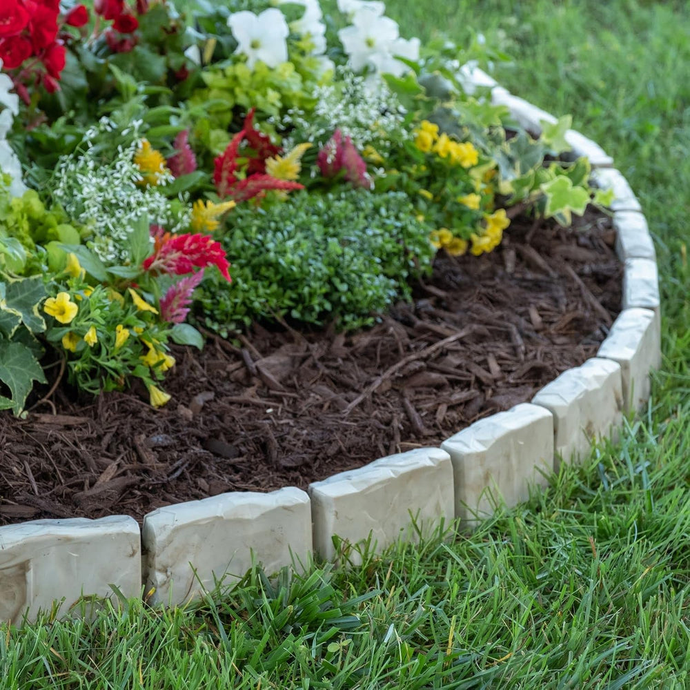 EasyFlex No-Dig Landscape Edging with Anchoring Spikes, 2.7 in Tall Decorativ...