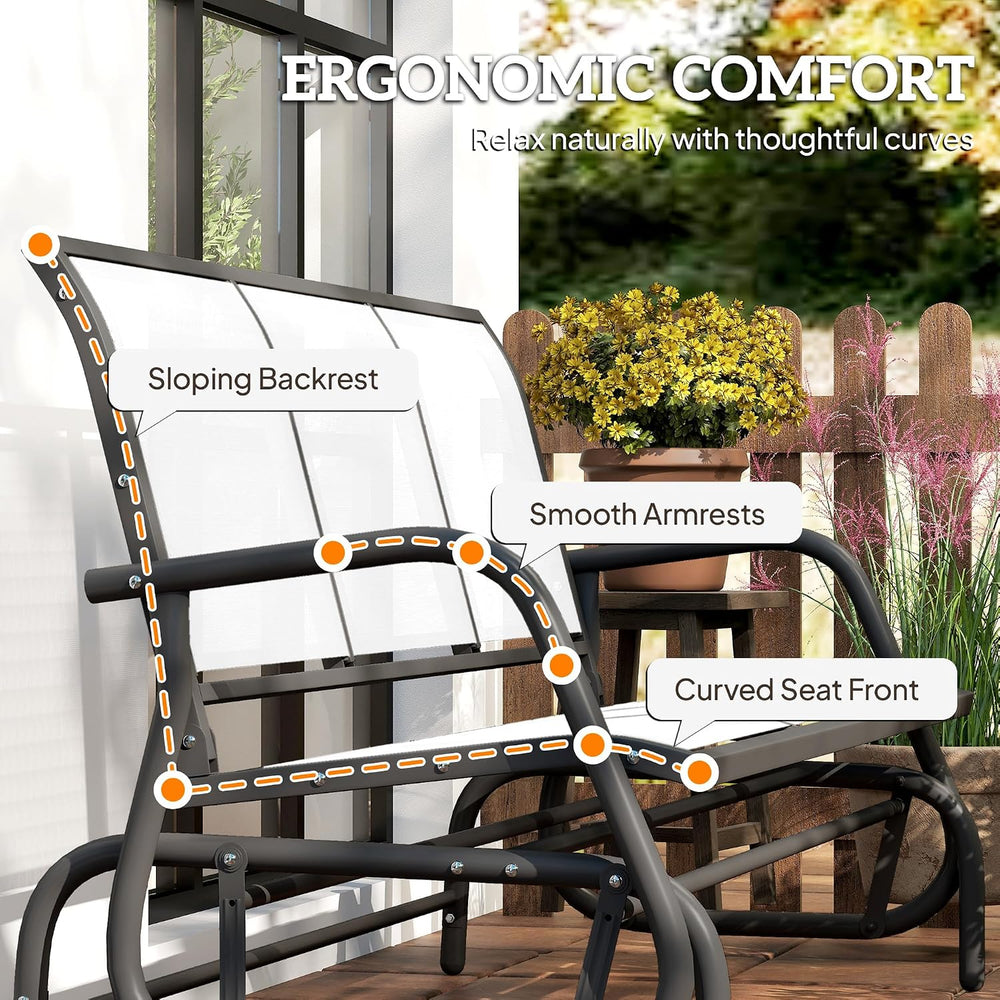 Outsunny 3-Person Patio Glider Bench Outside 3 Seats Cream White