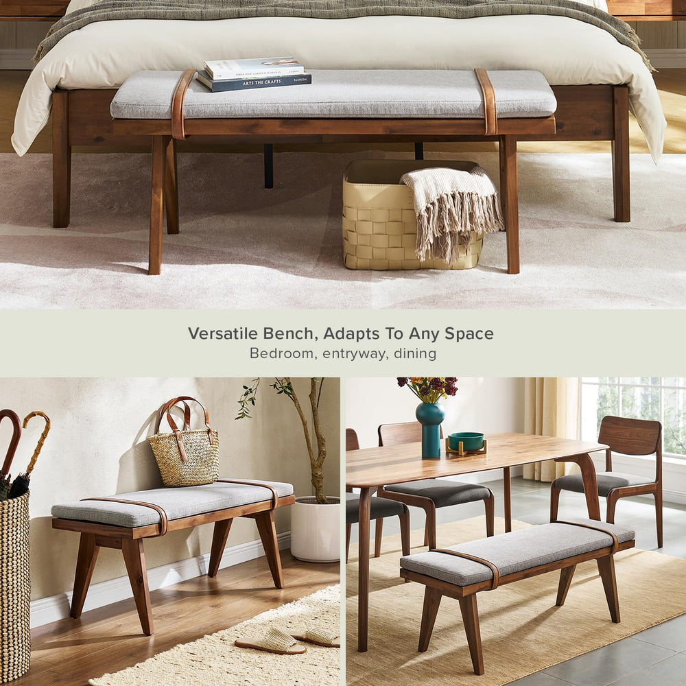 mopio Ted Bench, End of Bed, Solid Wood, Mid-Century Modern, Acacia