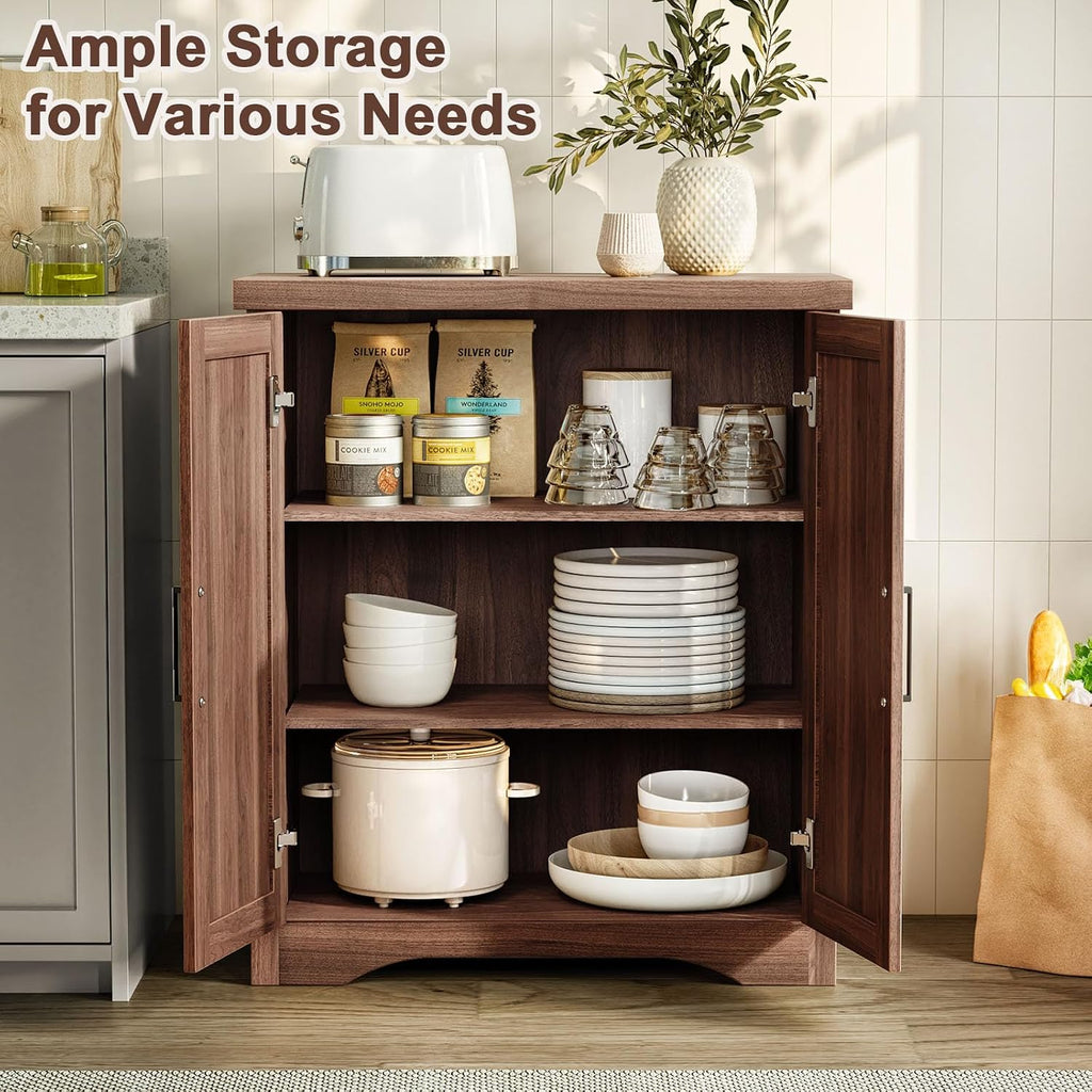 Memobarco 29" Fluted Sideboard Buffet Cabinet with Storage,Walnut