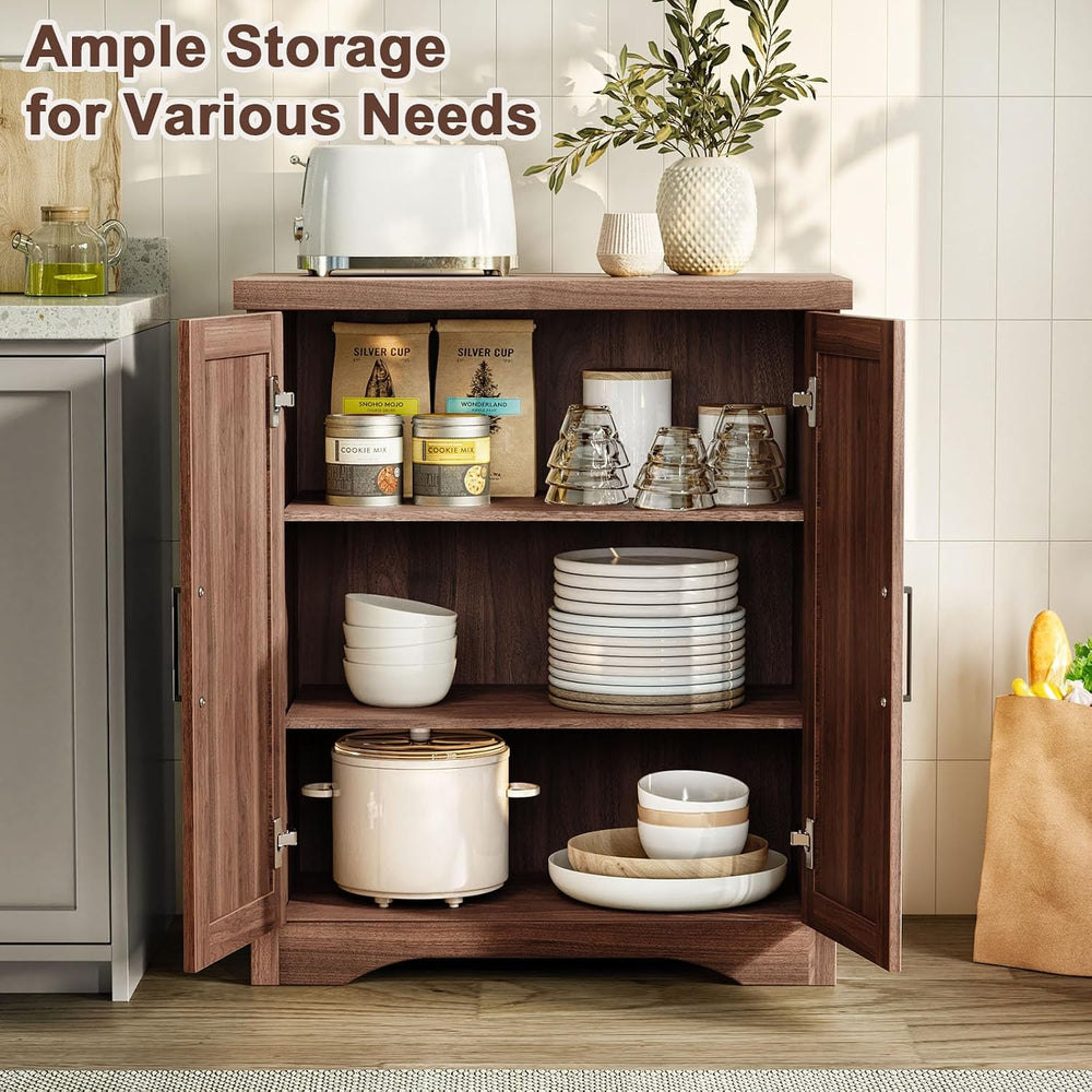 Memobarco Fluted Sideboard Buffet Cabinet with Storage 29.84",Walnut