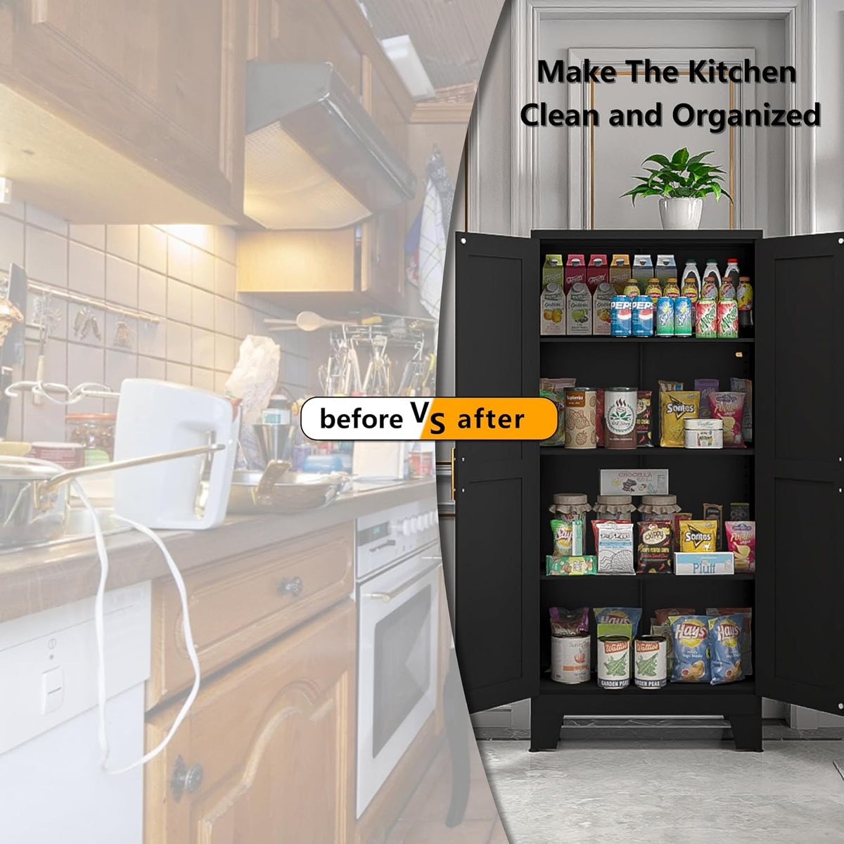 paofin metal kitchen pantry storage cabinet, package contents