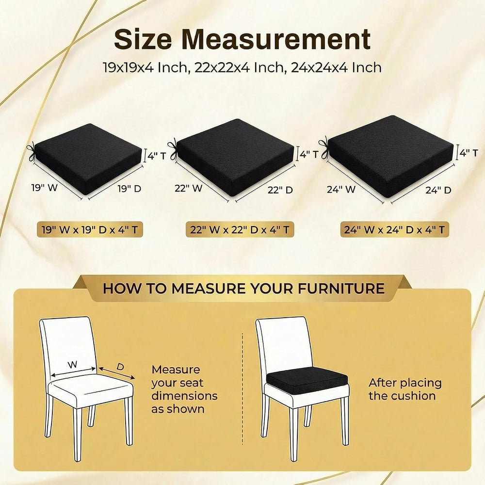 Loveboat 4 in Thick Outdoor Square Chair Cushions 22 x 22 （Set of 2） Black