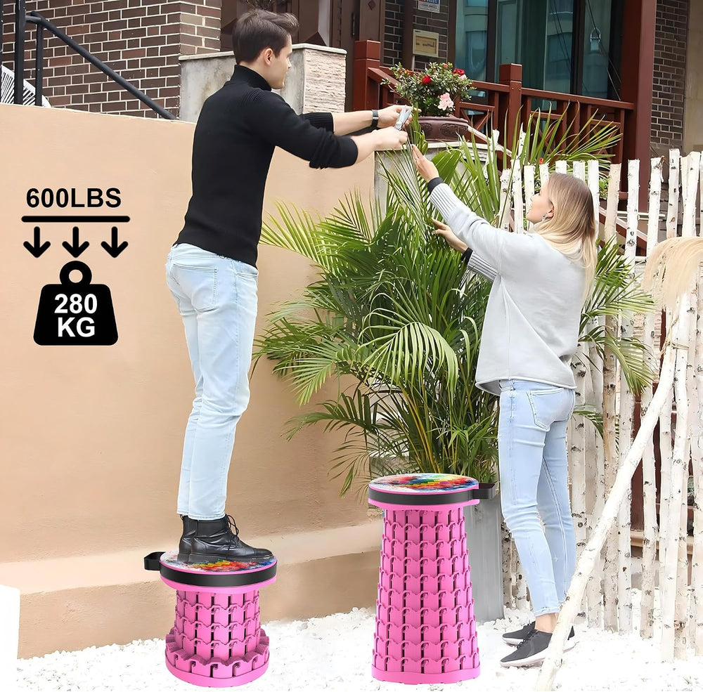 ALEVMOOM Upgraded Telescoping Collapsible Stool with Cushion, Folding Stool w...