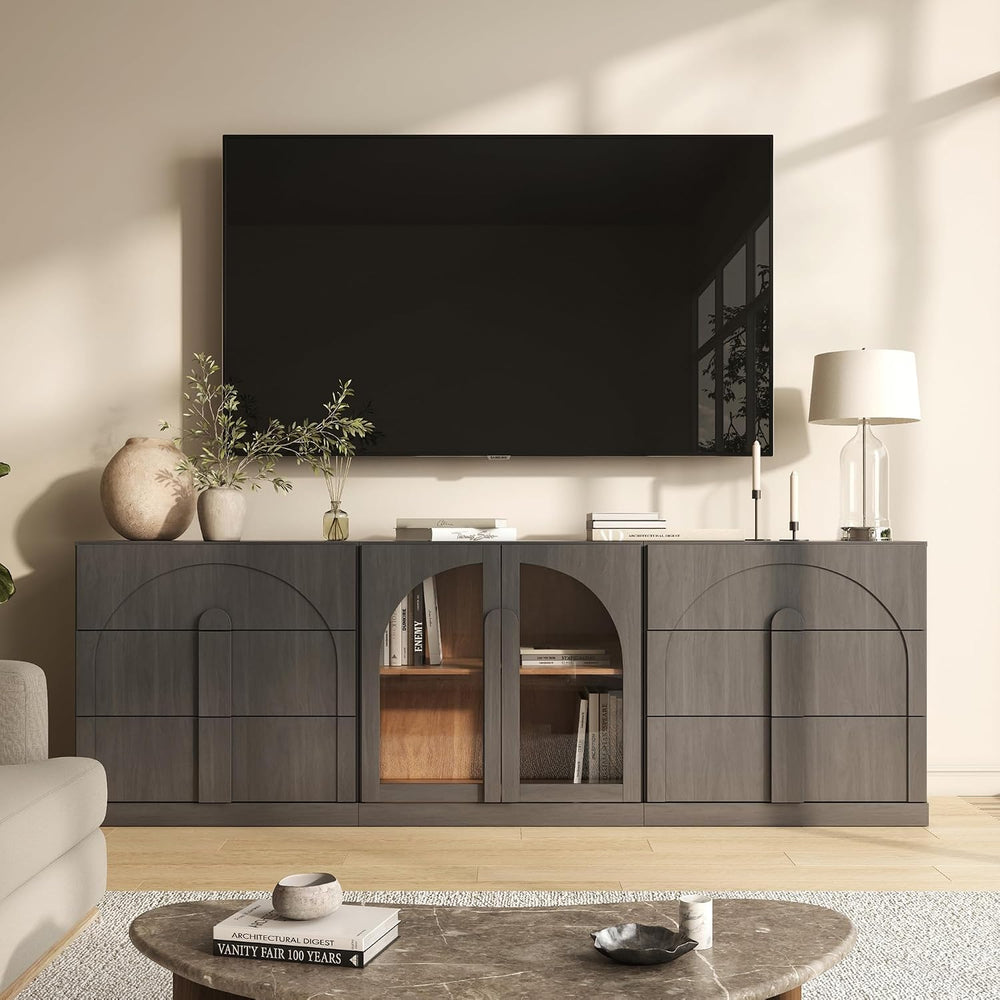 BELLEZE Bijou 3-Piece Modular Sideboard Buffet Cabinet - Ebony