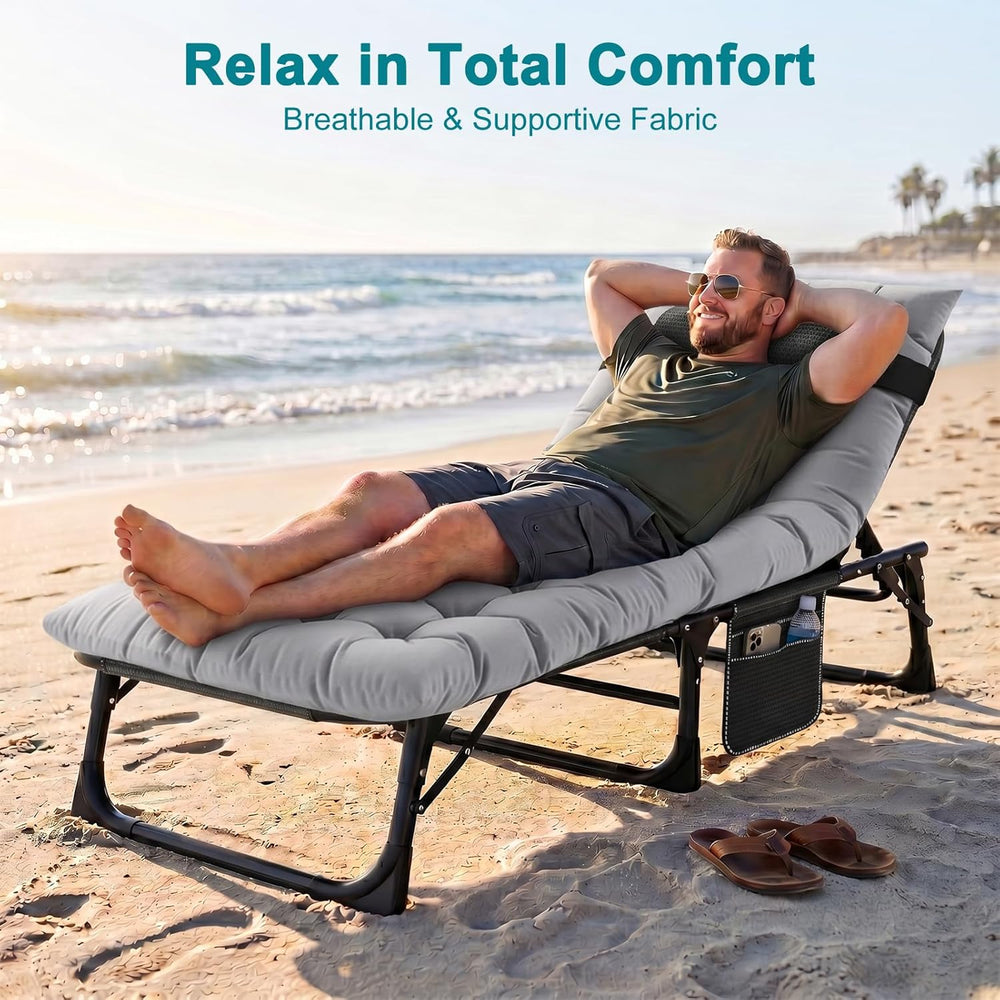 ABORON Lounge Chair, 5-Position Padded Folding Chaise Lounge