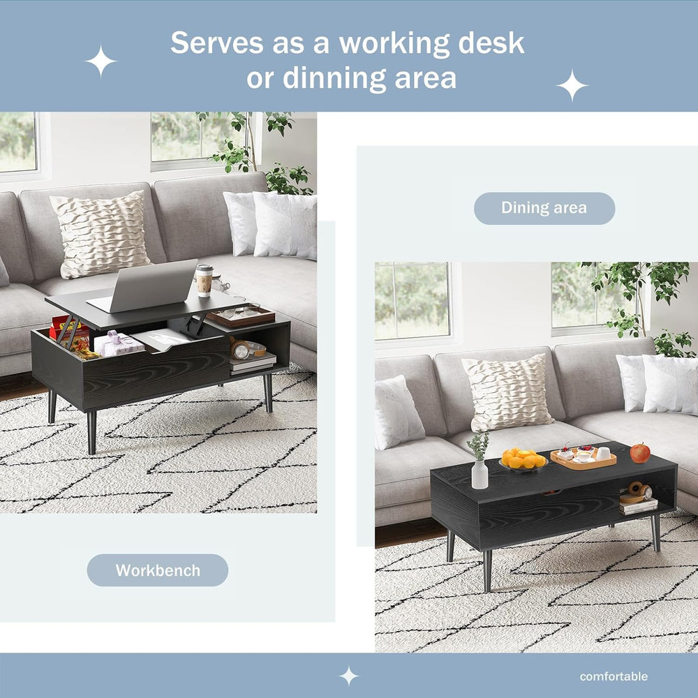 DUMOS Coffee Table, Wood Lift Top Coffee Table for Living Room Home