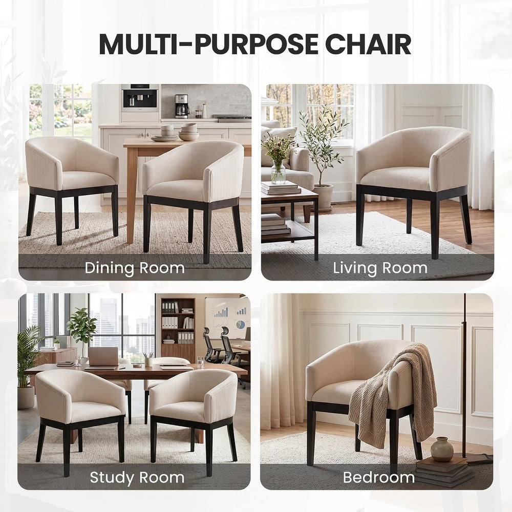 RIVOVA Barrel Dining Chairs Set of 8, Modern Upholstered Linen Kitchen Chair ...