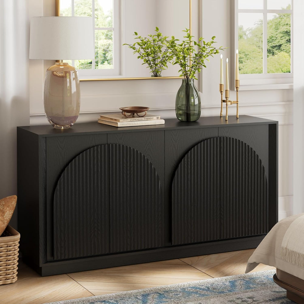 win2win 65" Sideboard Buffet Cabinet with Storage, Modular Credenza, Black
