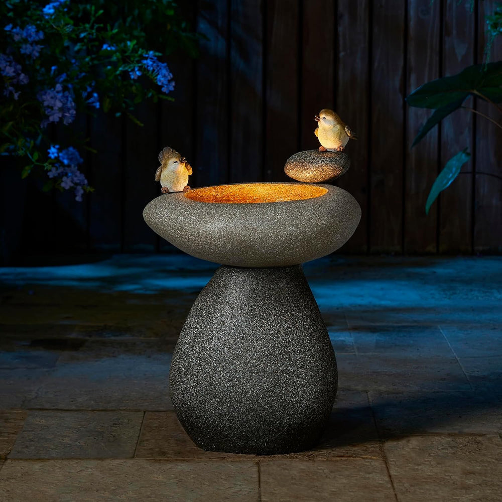 Glitzhome 20.75" H Water Fountain with LED Light and Pump, Zen Style Fau...