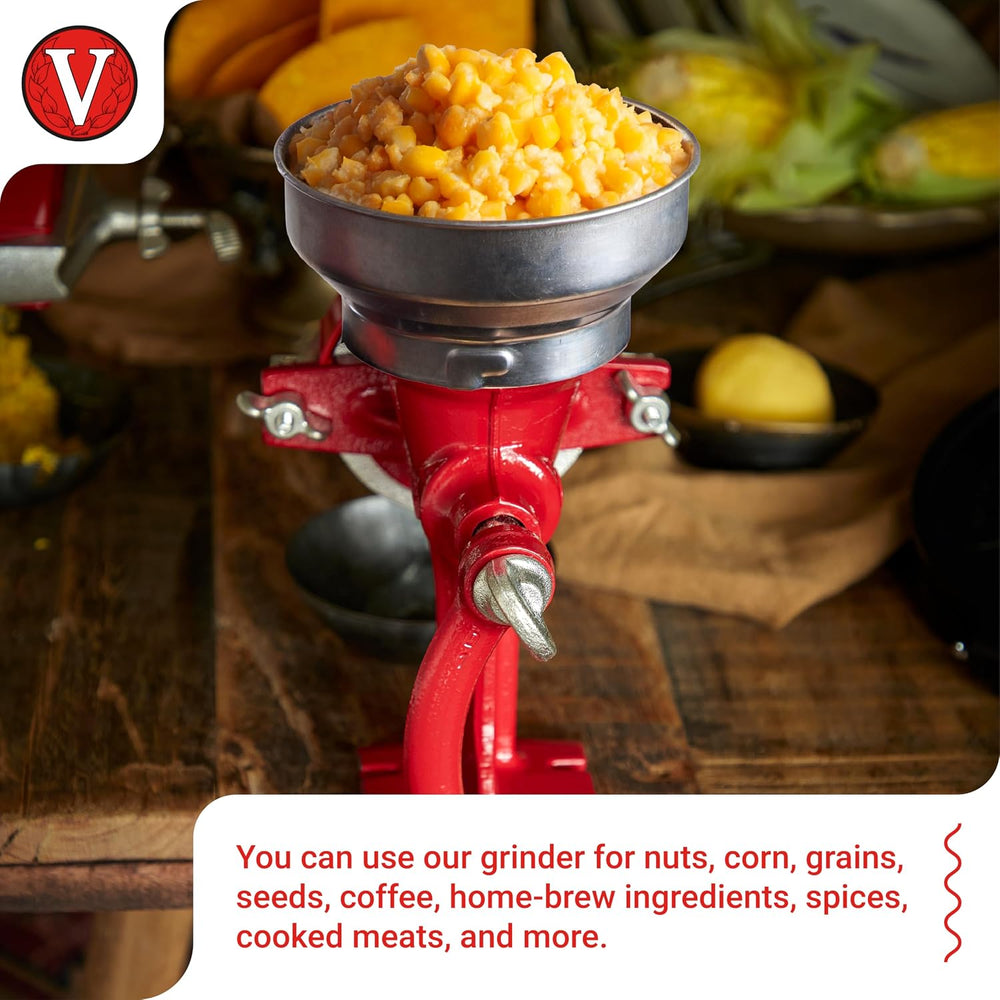 Victoria Cast Iron Manual Grain Mill Grinder, Red