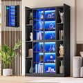 SEDETA 71" Tall 6-Tier Display Cabinet with Doors and Adjustable Shelves