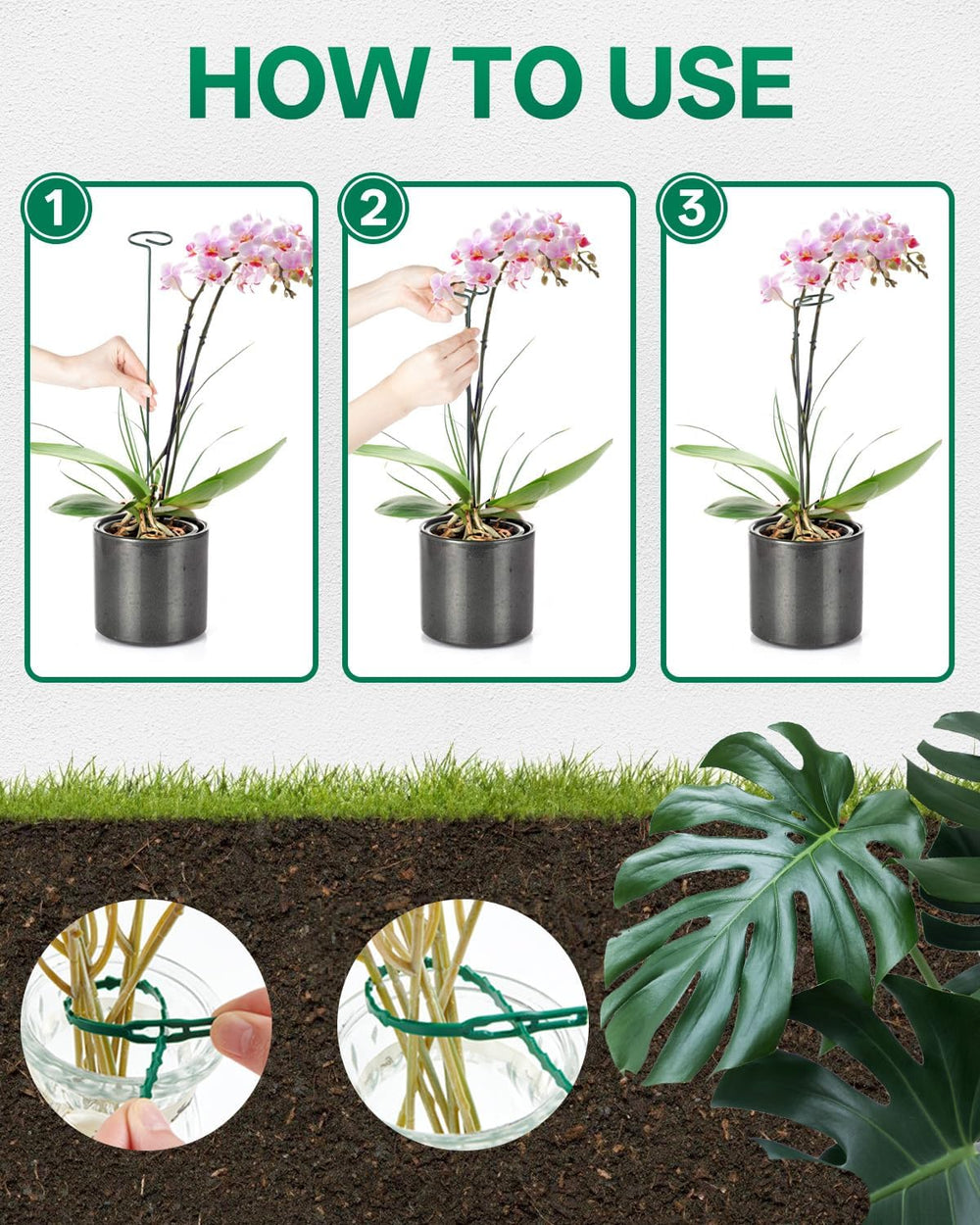 20 Pack 23.6 In Metal Plant Stakes, Plant Support Stakes with 15 Twist Tie