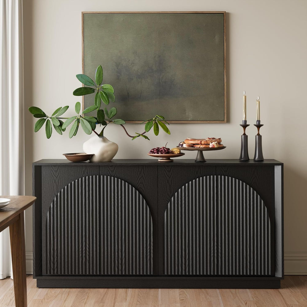 win2win 65" Sideboard Buffet Cabinet with Storage, Modular Credenza, Black