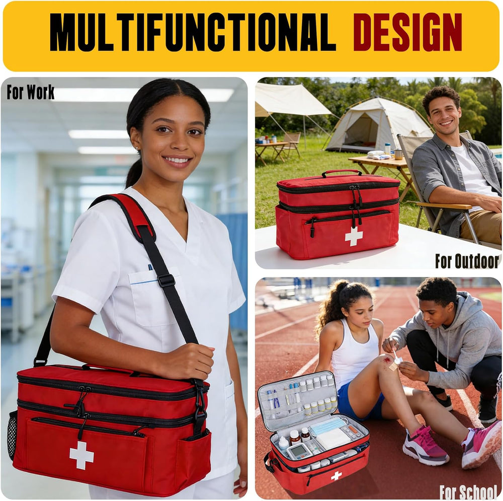 First Aid Bag Empty 2-Layer Large 16" x 9½"x7 Red