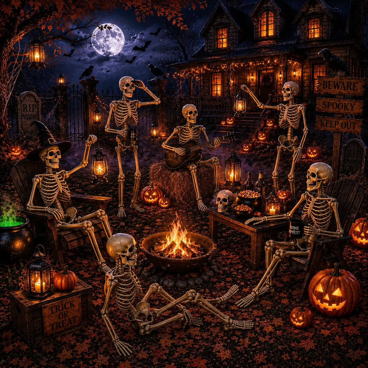 5.4FT Halloween Skeleton Decorations,Posable Human Skeleton Decorations for Halloween Party Decor, Haunted House Props Indoor Outdoor Decoration