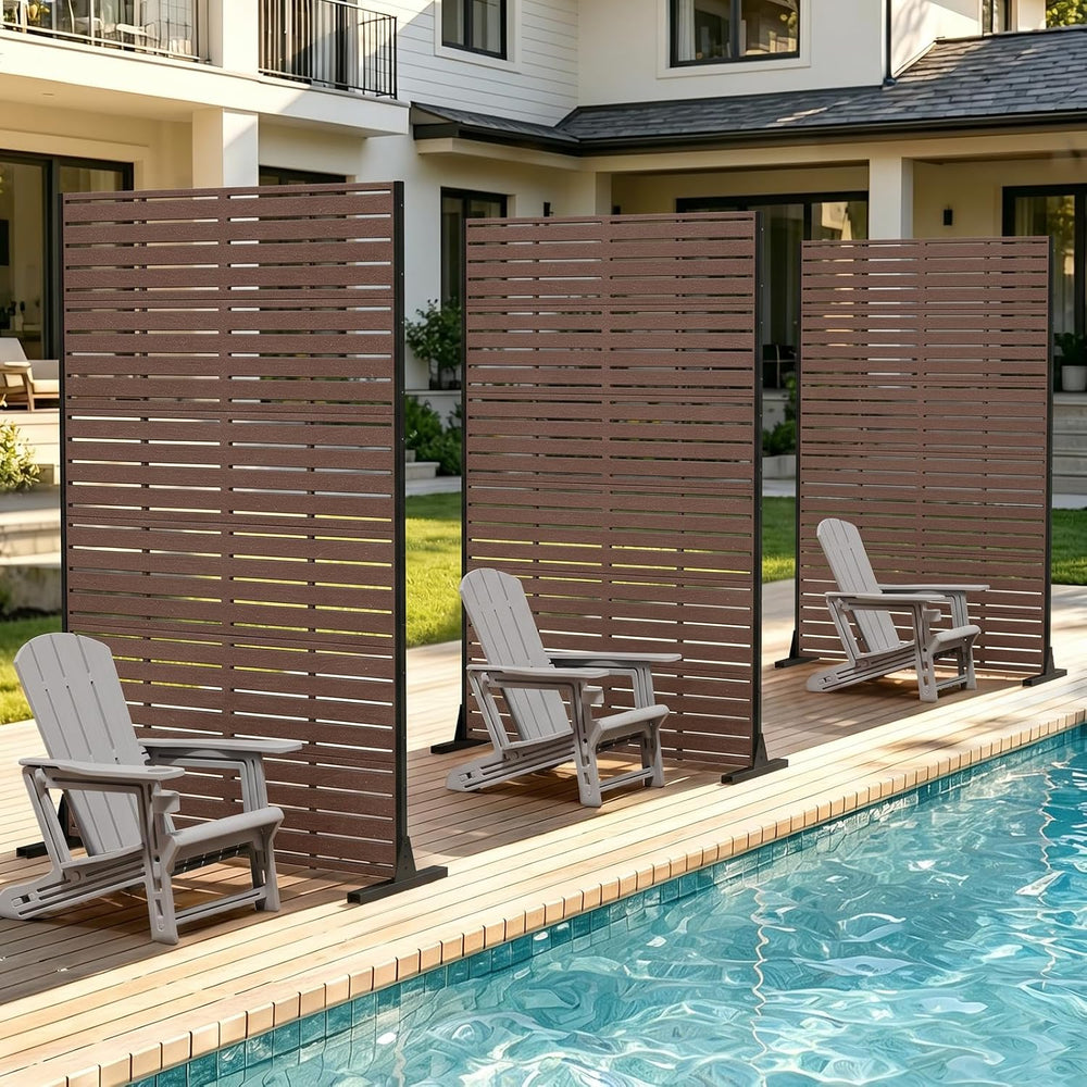 Outdoor Privacy Screen 72" H HDPE Decorative Panel Freestanding Privacy ...
