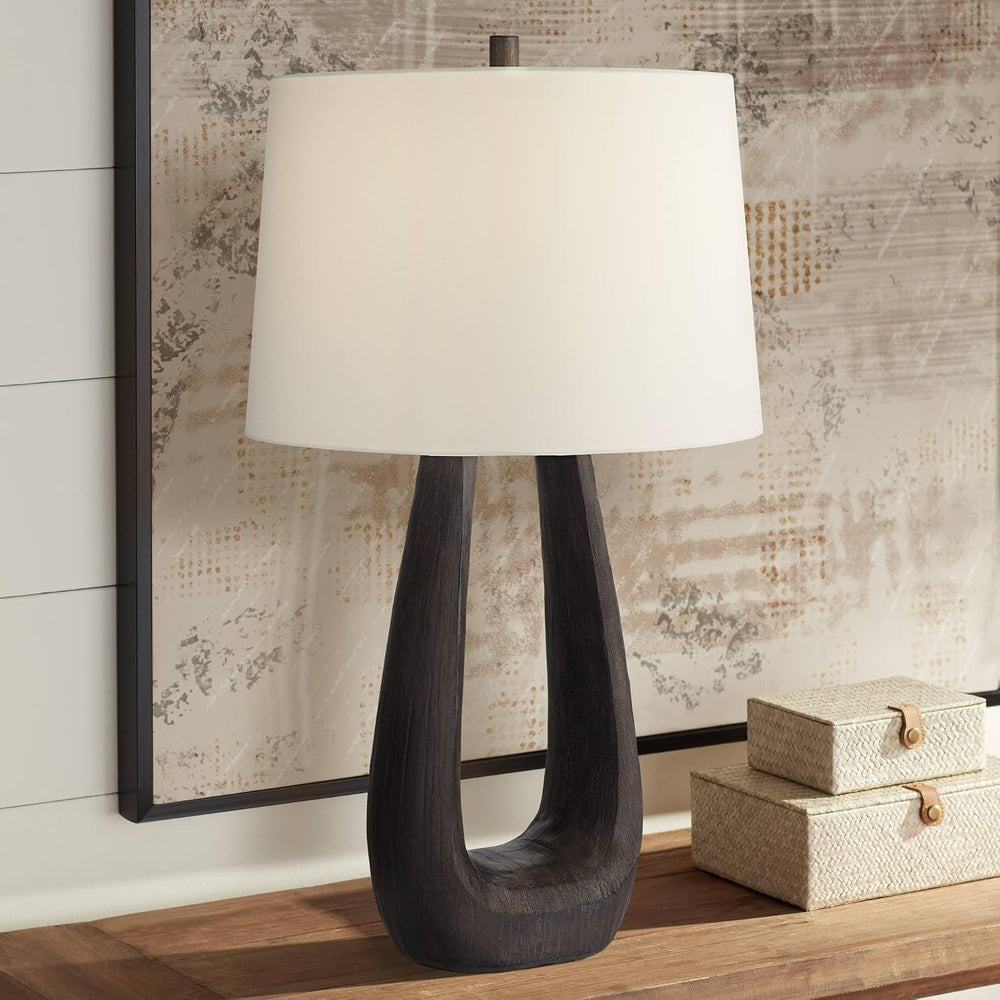 Possini Euro Design Woodwork 30" Large Table Lamp Black Finish Open Base