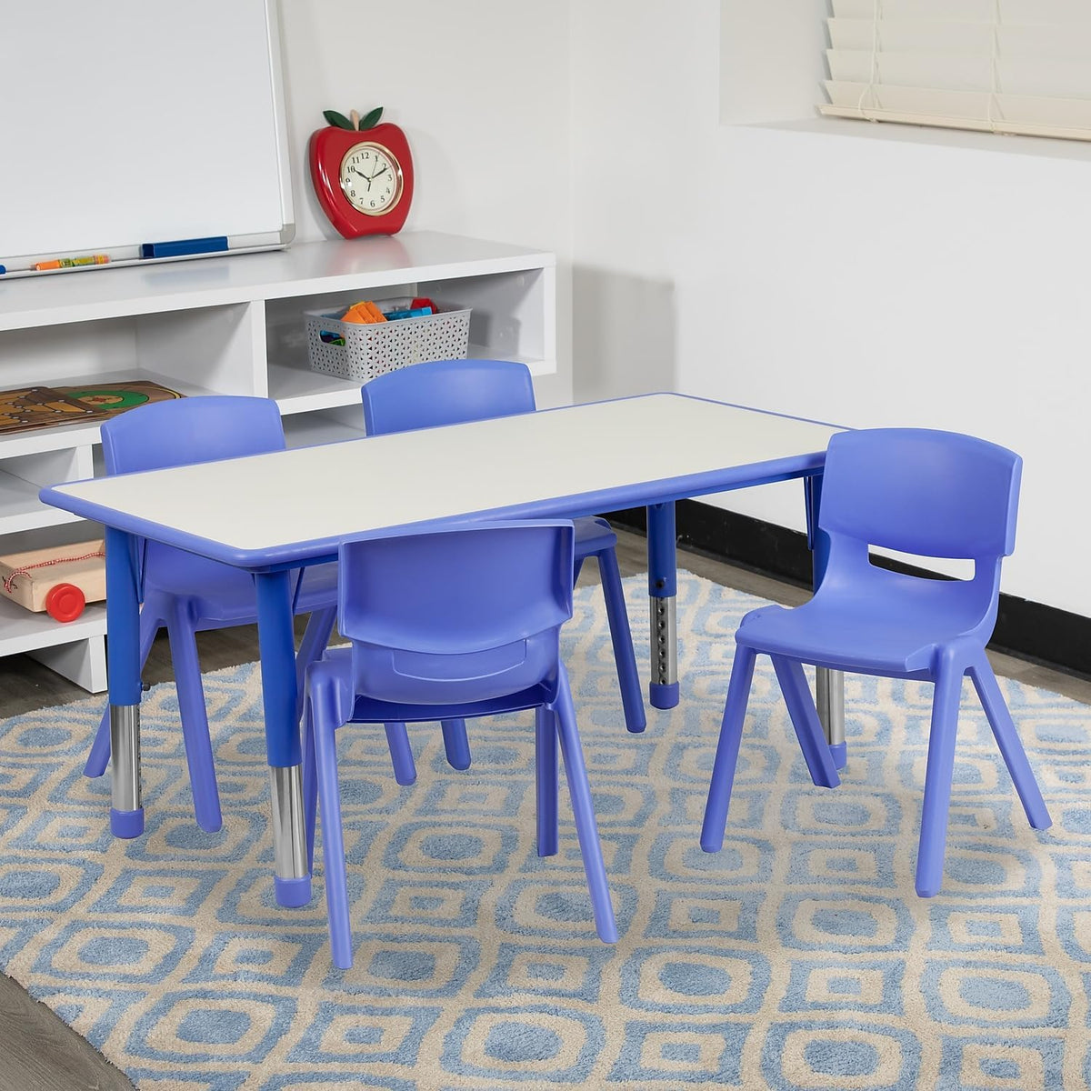 flash furniture emmy 23.625''w x 47.25''l rectangular blue, close-up detail