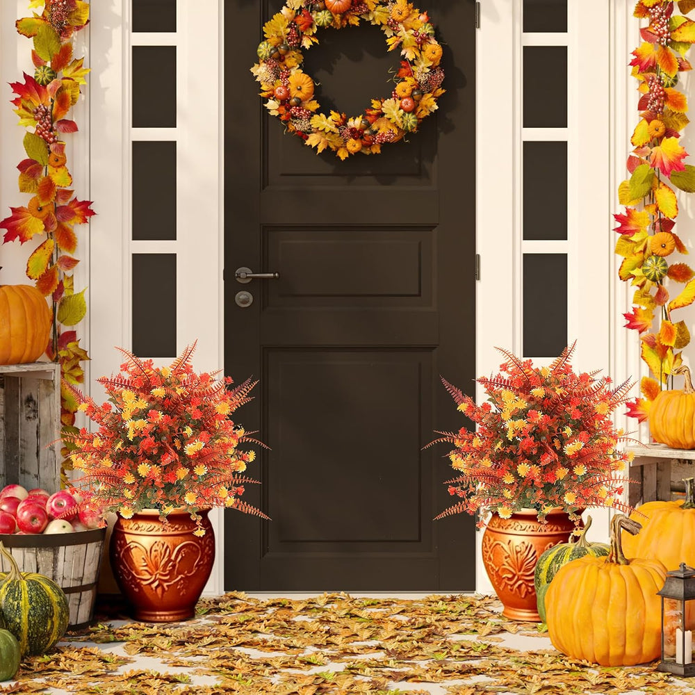 2 PCKS 24" Fall Topiary Ball Flowers with Spike, Artificial Plant for Patio