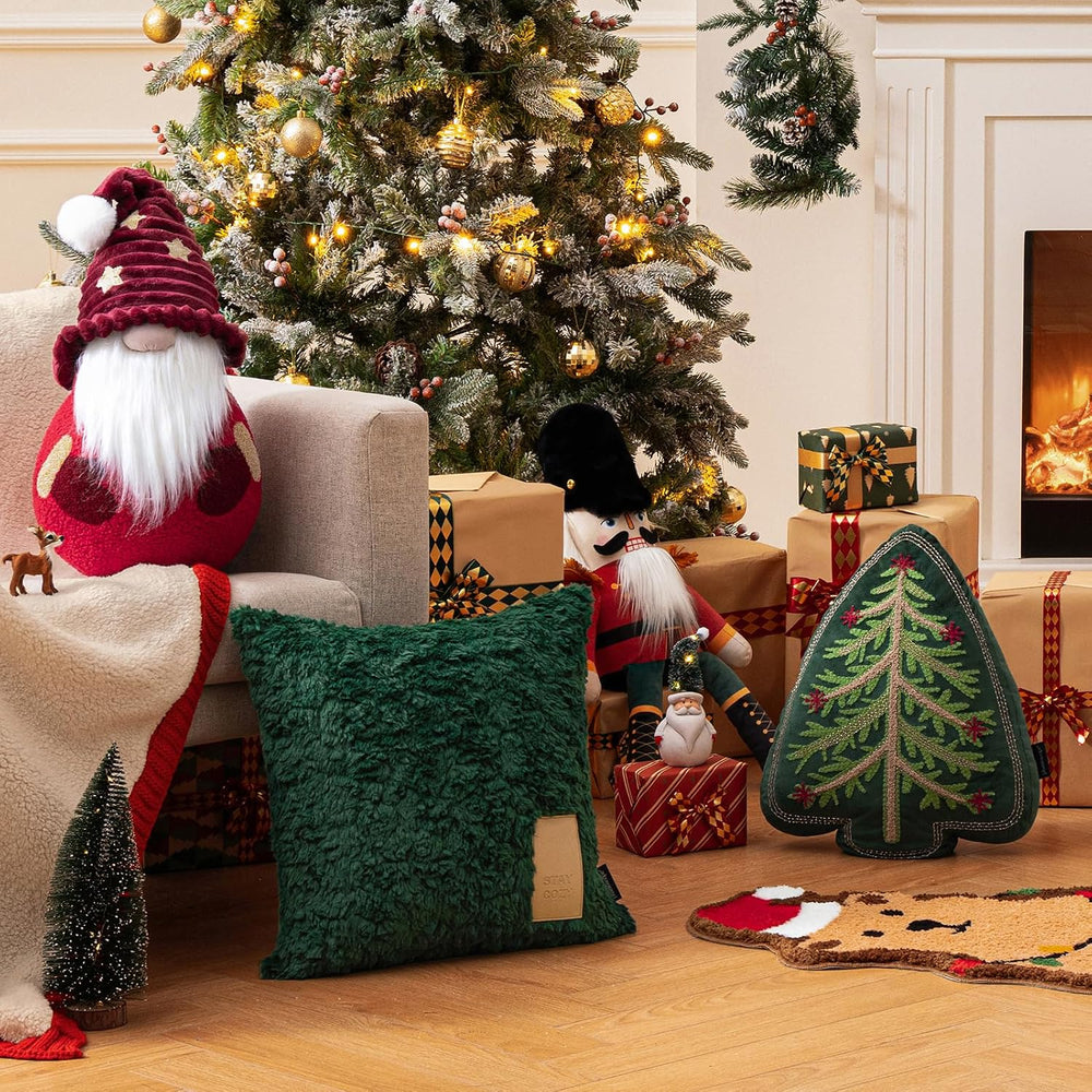 Phantoscope Pack of 4 Merry Christmas Throw Pillow Covers, Soft Faux Fur Sher...
