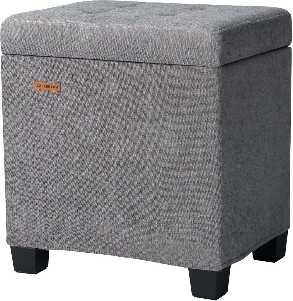 ABHENG Steel Frame Small Ottoman with Storage Footrest Light Gray UASND70G