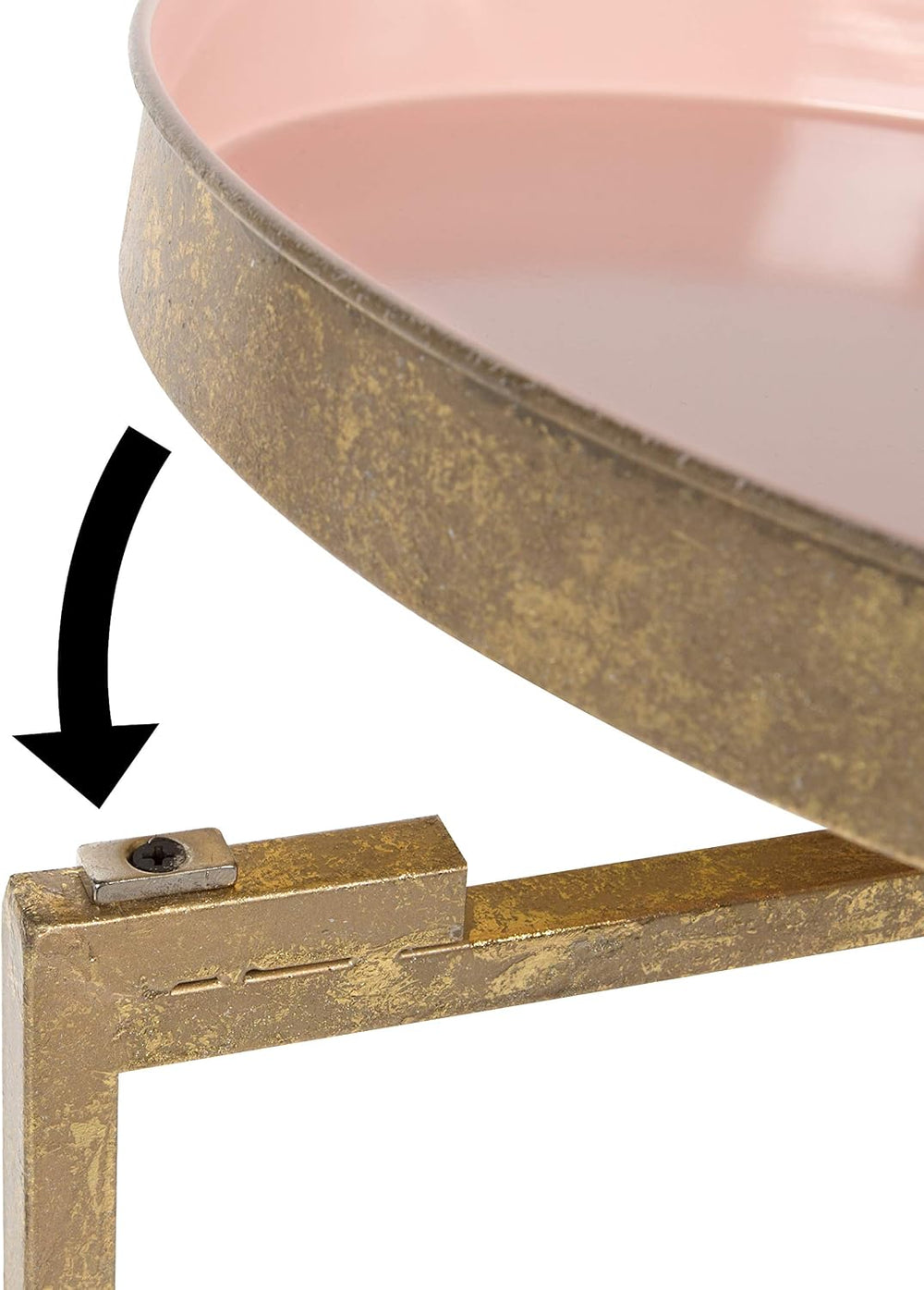 Kate and Laurel Celia Round Metal Foldable Tray Accent Table, Pink with Gold ...