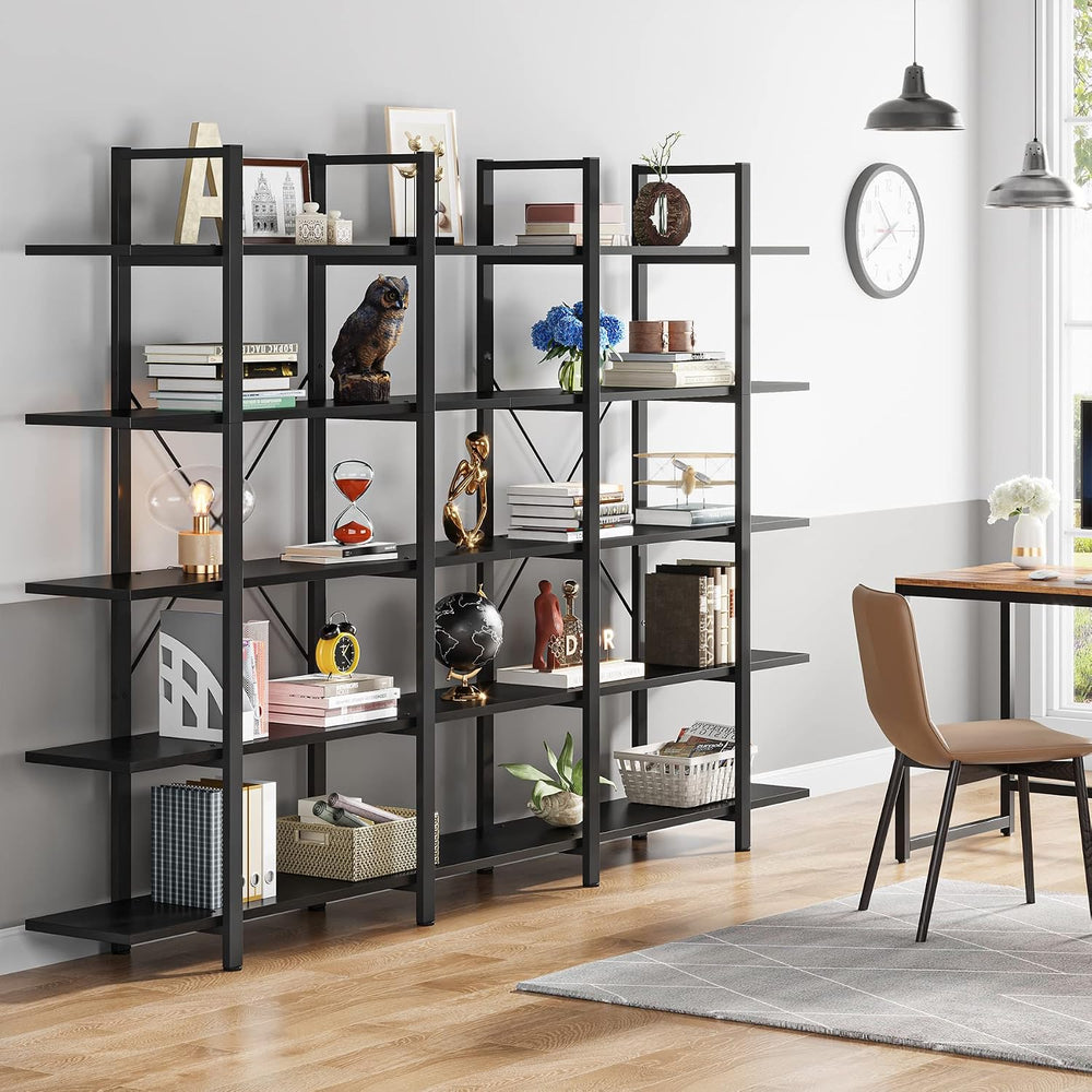 Tribesigns 5-Tier Bookshelf, Vintage Industrial Style Bookcase 72 H x 12 W x ...