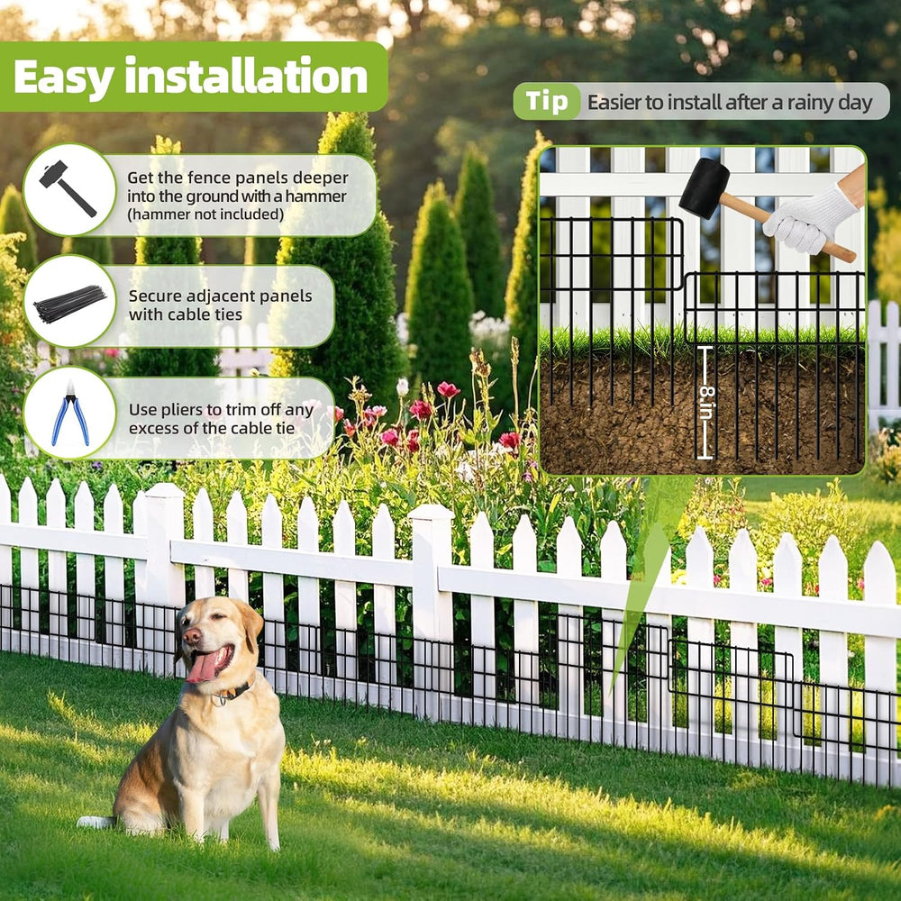 42.5ft(L) x 13in(H) Animal Barrier Fence, 30 Panels No Dig Fence, Garden Fenc...