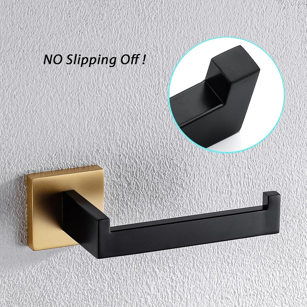 TURS Bathroom Accessory Set Black and Gold Towel Ring Set Stainless Steel Toi...