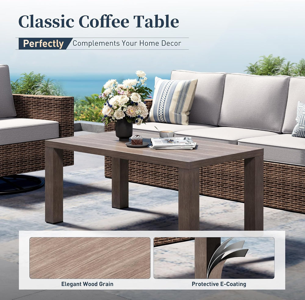 SUNSHINE VALLEY 7-Seat Wicker Patio Furniture Set with Wide Arm, Grey