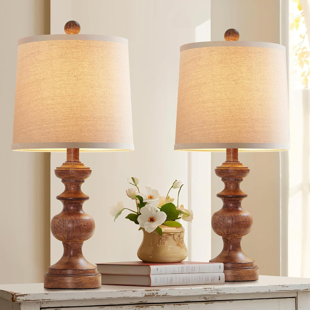 PARTPHONER Farmhouse Table Lamp Set of 2, Rustic Table Lamps for Living Room ...