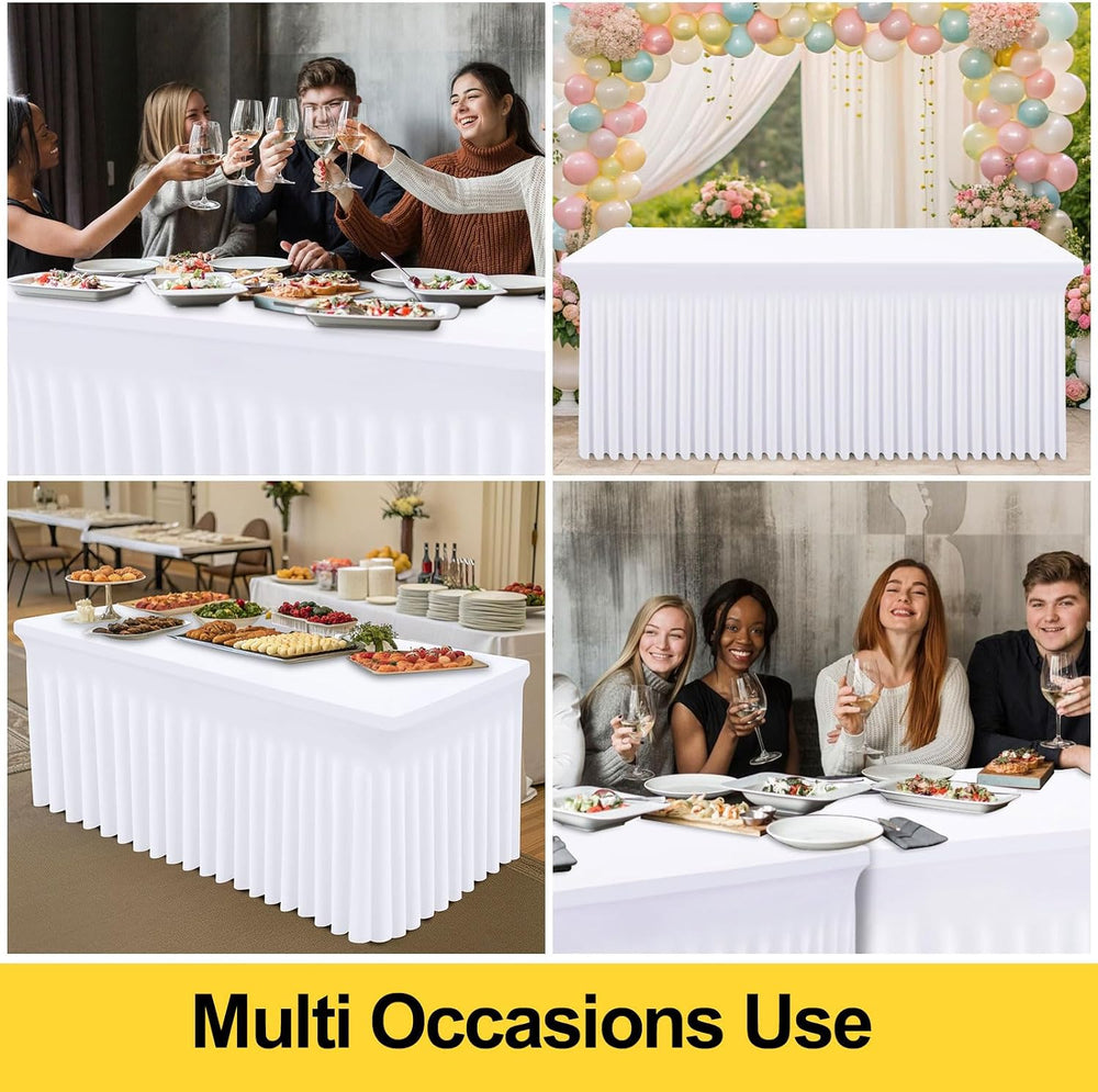 Smiry 2 Pack Spandex Elastic Fitted Table Cloth Skirt for 6FT Table