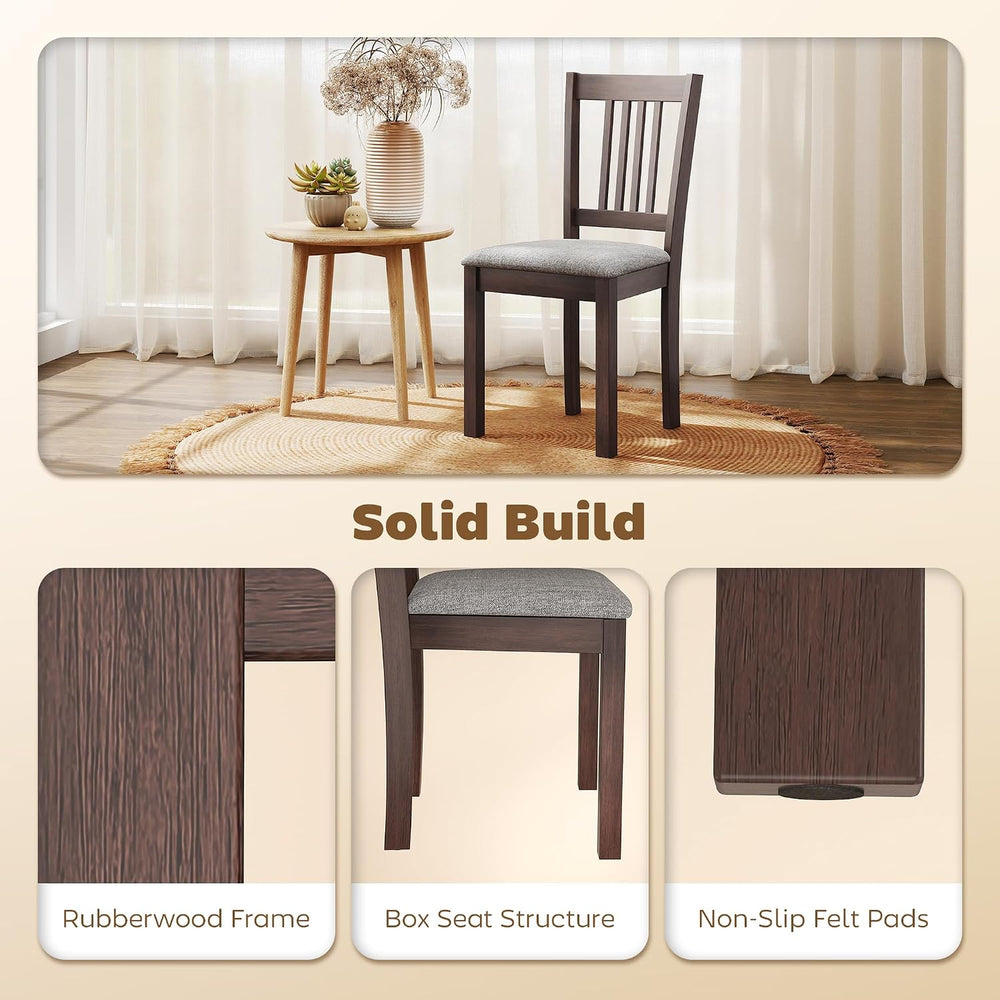 HOMCOM Dining Chairs Set of 2 Upholstered Kitchen Chairs Slat Back Espresso