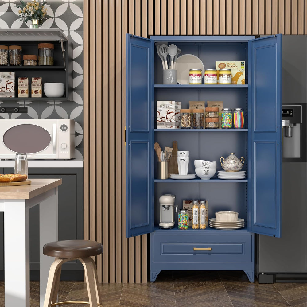 SteeLoong 75" Metal Storage Cabinet with Doors and 3 Adjustable Shelves