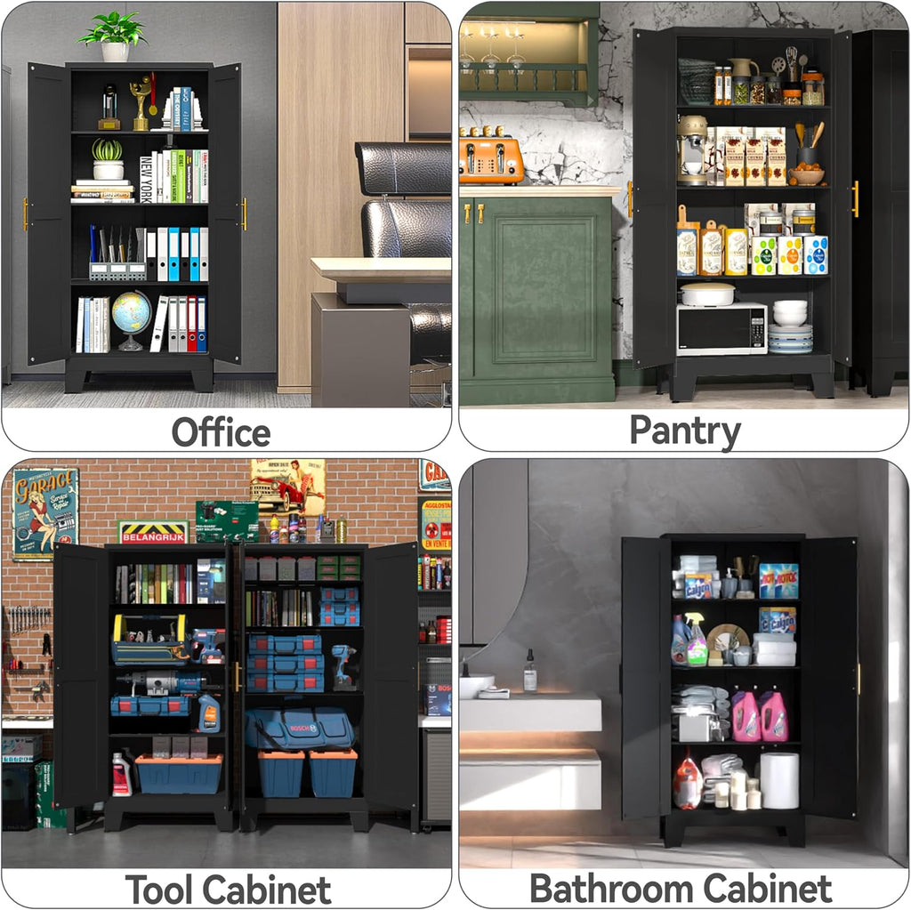 paofin metal kitchen pantry storage cabinet on a desk or shelf